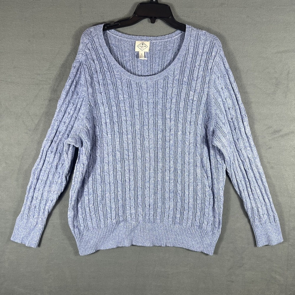 St. John's Bay‎ Women's 2X Periwinkle Blue Cable Knit Cotton Blend Pullover